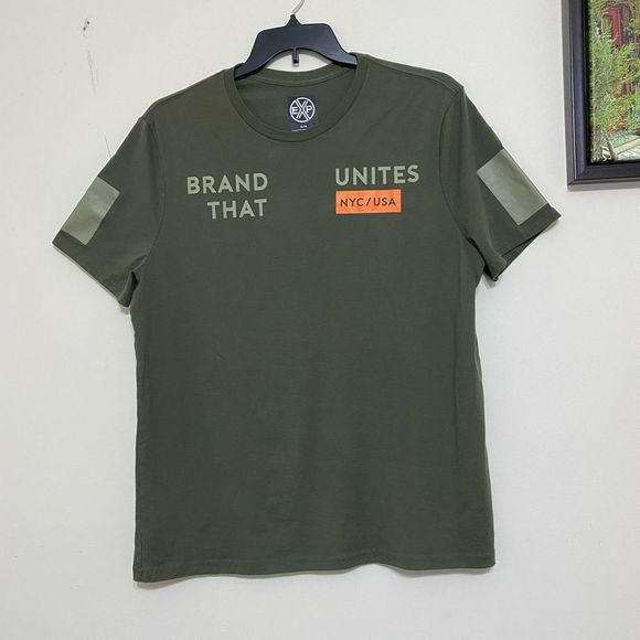 Express Graphic T-Shirt Front Back Print Short Sleeve Cotton Tee Green size XL - Picture 7 of 17